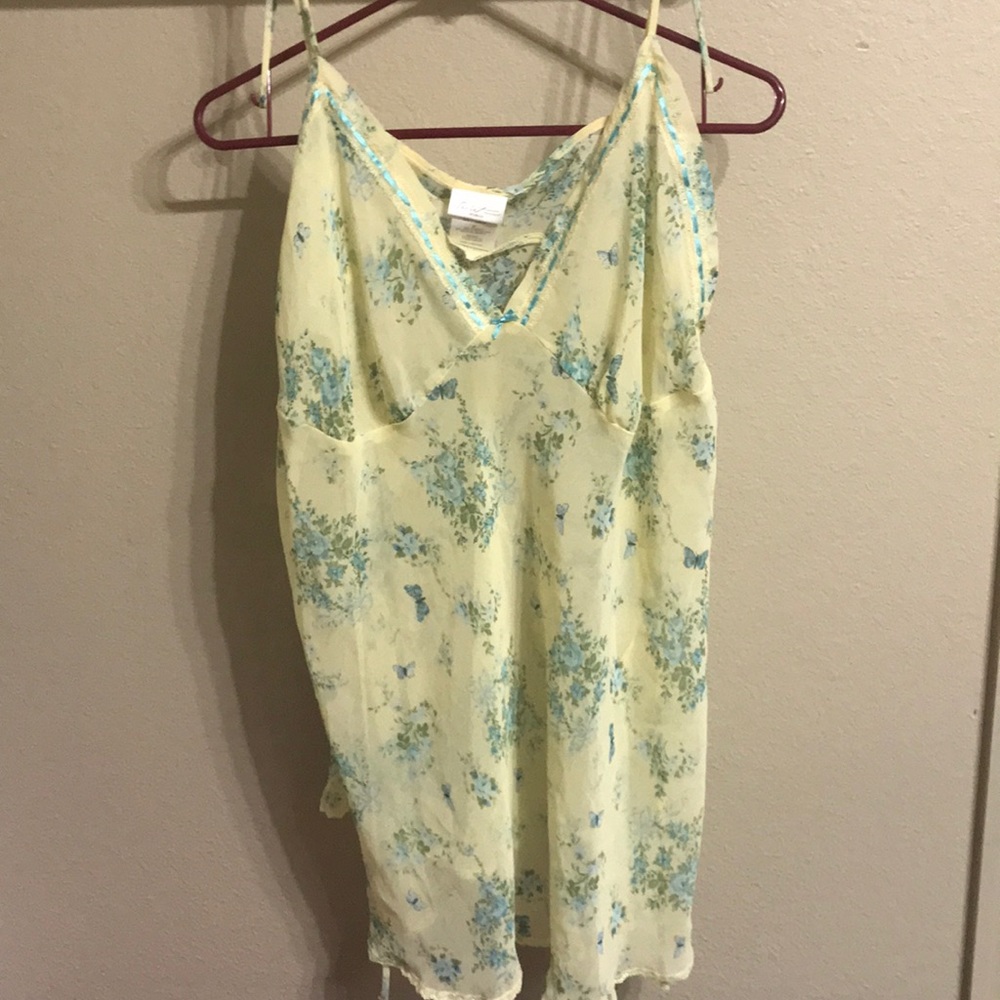 Yellow flower lingerie dress